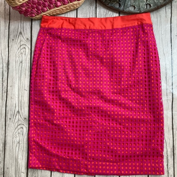 Talbots Neon Pink & Orange Pencil Skirt - Picture 4 of 11